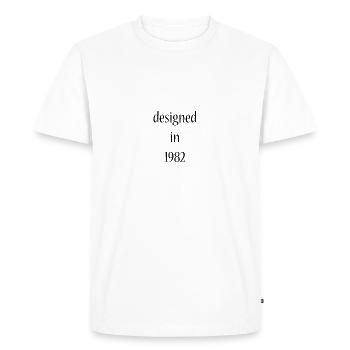 designed in 1982 - Men's Premium Organic T-Shirt - white - Front - Nico (187cm)