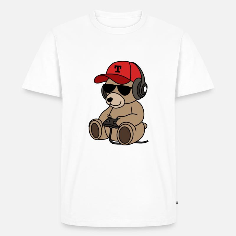 Zocker Teddy - Männer Premium Bio T-Shirt - Weiß