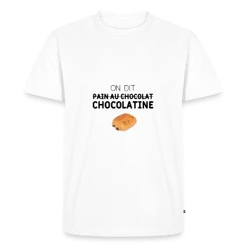 On dit chocolatine - T-shirt Premium bio Homme - blanc - Devant - Nico (187cm)