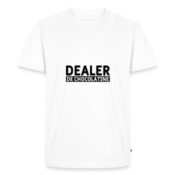 Dealer de chocolatine - T-shirt Premium bio Homme - blanc - Devant - Nico (187cm)