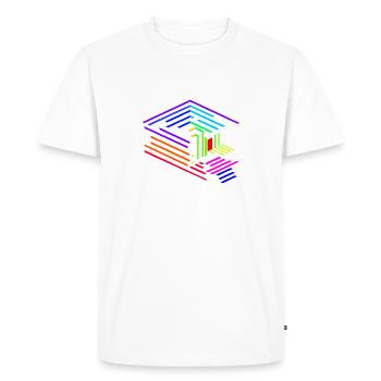 Line geometry of an object in rainbow colors - Men's Premium Organic T-Shirt - white - Front - Nico (187cm)