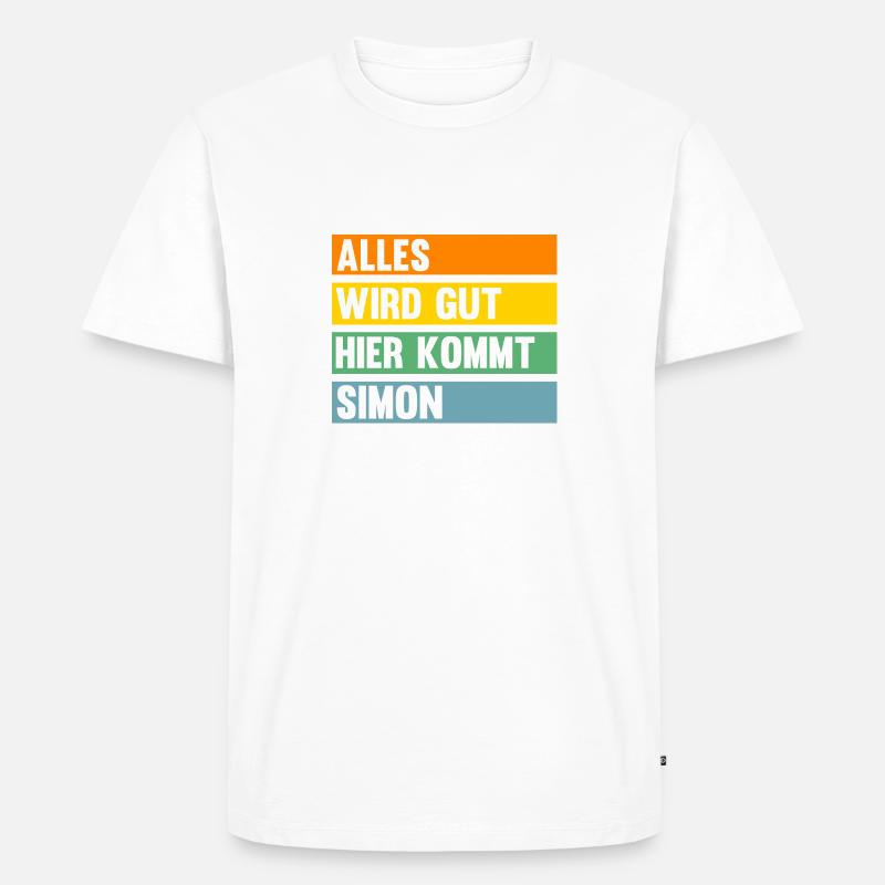 Simon - Männer Premium Bio T-Shirt - Weiß