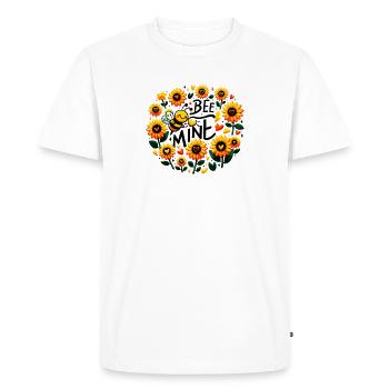 Bee Mine : abeille lunatique et fleurs ludiques - T-shirt Premium bio Homme - blanc - Devant - Nico (187cm)