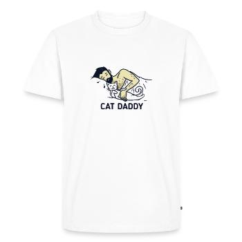 Papa de chat homme barbu essentiel et chat mignon - T-shirt Premium bio Homme - blanc - Devant - Nico (187cm)
