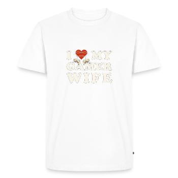 J’aime ma femme joueur - Je cœur ma femme - T-shirt Premium bio Homme - blanc - Devant - Nico (187cm)