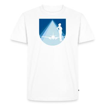 Hôtesse de l’air Avion Compagnie aérienne - T-shirt Premium bio Homme - blanc - Devant - Nico (187cm)