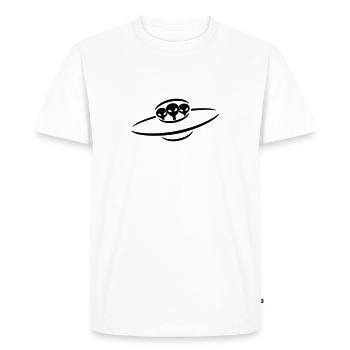 3 alien UFO space ship - Men's Premium Organic T-Shirt - white - Front - Nico (187cm)