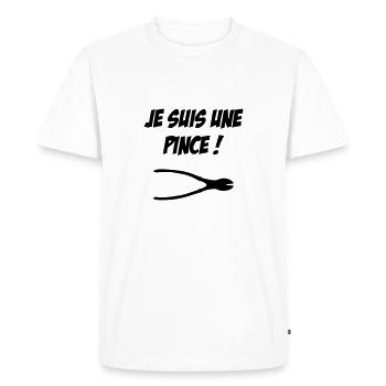 je suis une pince ! - T-shirt Premium bio Homme - blanc - Devant - Nico (187cm)