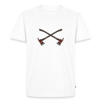 Haches de pompiers croisées - T-shirt Premium bio Homme - blanc - Devant - Nico (187cm)