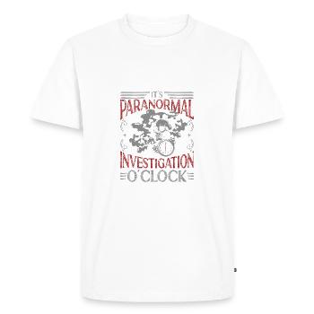 Professional Ghost Hunter Funny Paranormal O'clock - Men's Premium Organic T-Shirt - white - Front - Nico (187cm)