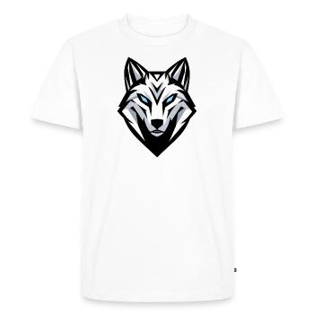 Logo tête de loup, symbole, emblème, tatouage - T-shirt Premium bio Homme - blanc - Devant - Nico (187cm)