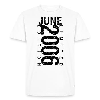 Anniversaire Juin 2006 Juin né en June 2006 - T-shirt Premium bio Homme - blanc - Devant - Nico (187cm)