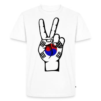 Drapeau de la Corée du Sud Symbole de la Victoire de la Paix - T-shirt Premium bio Homme - blanc - Devant - Nico (187cm)
