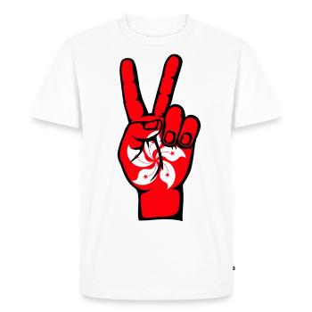 Symbole de victoire de la paix du drapeau de Hong Kong - T-shirt Premium bio Homme - blanc - Devant - Nico (187cm)