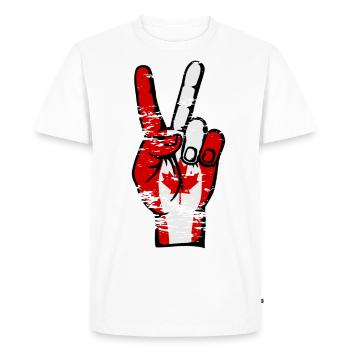 Drapeau du Canada Paix Victoire Symbole Utilisé - T-shirt Premium bio Homme - blanc - Devant - Nico (187cm)