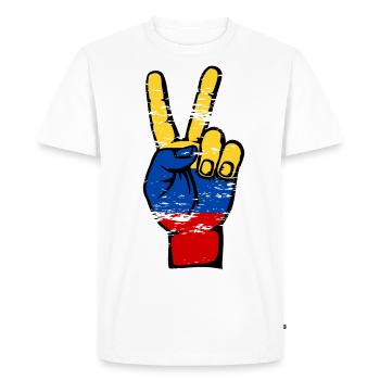Symbole de paix du drapeau de la Colombie utilisé - T-shirt Premium bio Homme - blanc - Devant - Nico (187cm)