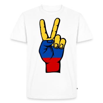 Symbole de paix du drapeau de la Colombie - T-shirt Premium bio Homme - blanc - Devant - Nico (187cm)