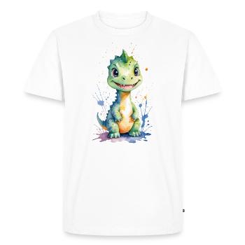 Dino Delight : Aquarelle Dinosaure Kawaii - T-shirt Premium bio Homme - blanc - Devant - Nico (187cm)