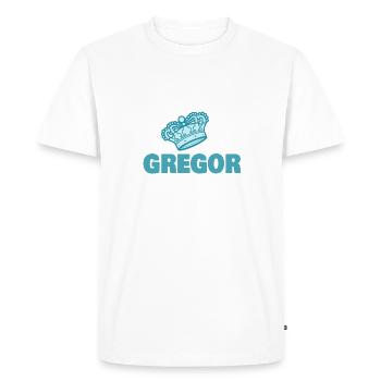 First name Gregor - Men's Premium Organic T-Shirt - white - Front - Nico (187cm)