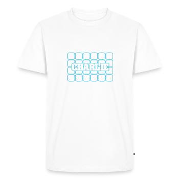Nom de l’homme Charlie - T-shirt Premium bio Homme - blanc - Devant - Nico (187cm)