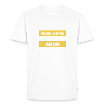 Prénom Aron - T-shirt Premium bio Homme - blanc - Devant - Nico (187cm)