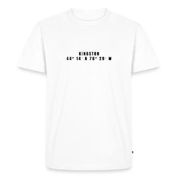 Kingston, Canada Coordinates - Men's Premium Organic T-Shirt - white - Front - Nico (187cm)