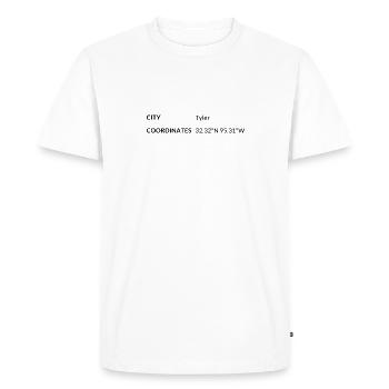 Tyler, Texas, USA coordinates - Men's Premium Organic T-Shirt - white - Front - Nico (187cm)