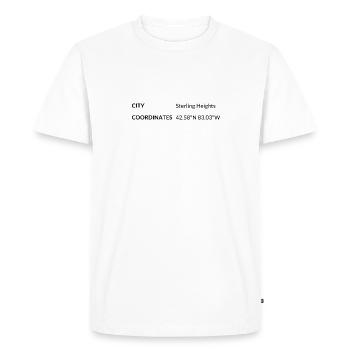 Sterling Heights, Michigan, USA coordinates - Men's Premium Organic T-Shirt - white - Front - Nico (187cm)