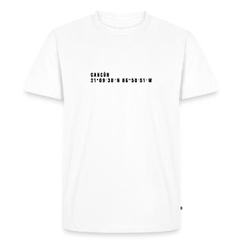 Quintana Roo, Mexique Coordonnées - T-shirt Premium bio Homme - blanc - Devant - Nico (187cm)