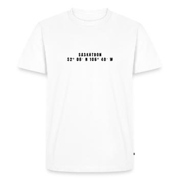 Saskatoon, Canada Coordonnées - T-shirt Premium bio Homme - blanc - Devant - Nico (187cm)