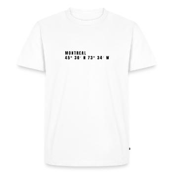 Montréal, Canada Coordonnées - T-shirt Premium bio Homme - blanc - Devant - Nico (187cm)
