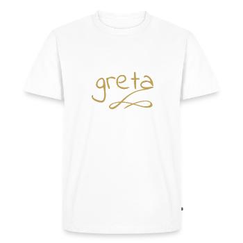 Prénom pour greta greta comme - T-shirt Premium bio Homme - blanc - Devant - Nico (187cm)