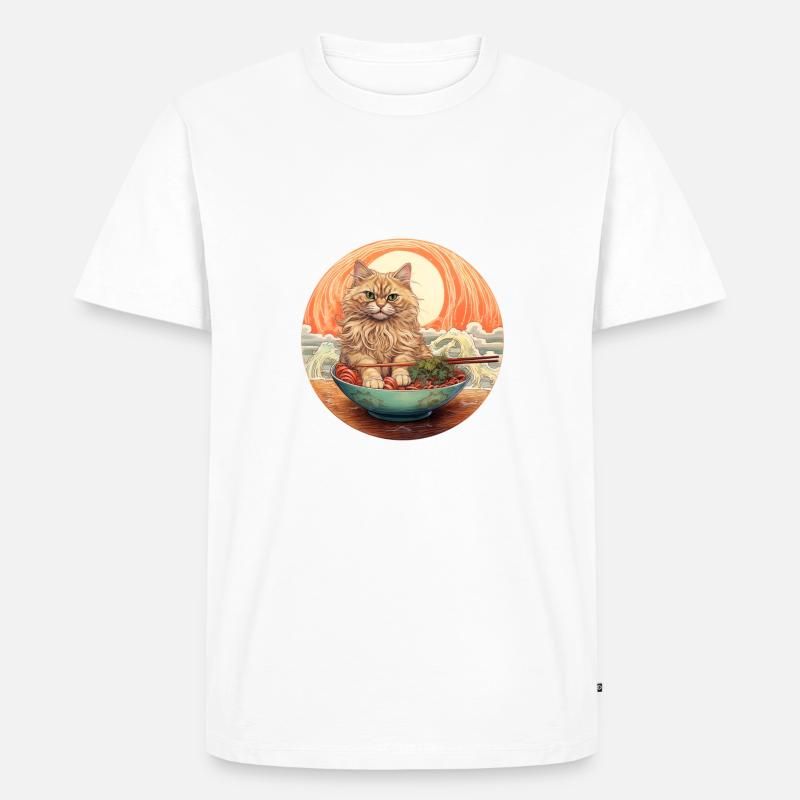 Nudel Katze - Männer Premium Bio T-Shirt - Weiß