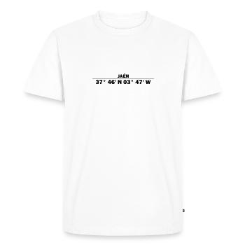 Coordonnées de Jaén - T-shirt Premium bio Homme - blanc - Devant - Nico (187cm)