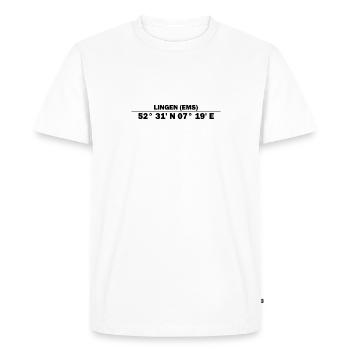 Lingen (Ems) Coordinates - Men's Premium Organic T-Shirt - white - Front - Nico (187cm)