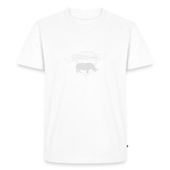 Hippo Safari Rhinocéros du Nil Afrique Sawanne - T-shirt Premium bio Homme - blanc - Devant - Nico (187cm)