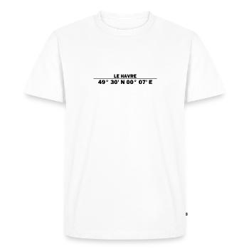 Coordonnées du Havre - T-shirt Premium bio Homme - blanc - Devant - Nico (187cm)