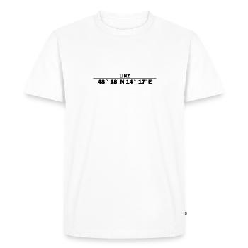 Linz coordinates - Men's Premium Organic T-Shirt - white - Front - Nico (187cm)