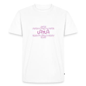Layla - Men's Premium Organic T-Shirt - white - Front - Nico (187cm)