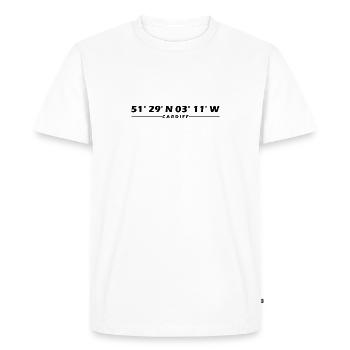 Coordonnées de Cardiff - T-shirt Premium bio Homme - blanc - Devant - Nico (187cm)
