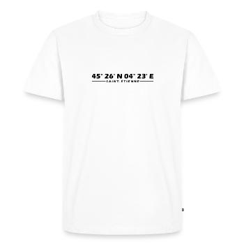 Coordonnées de Saint-Étienne - T-shirt Premium bio Homme - blanc - Devant - Nico (187cm)