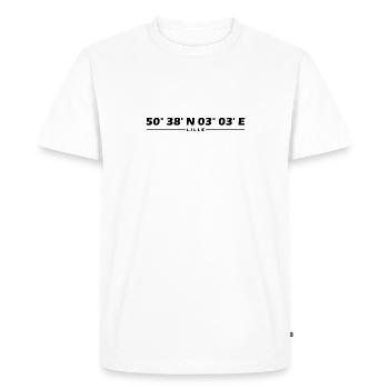 Coordonnées de Lille - T-shirt Premium bio Homme - blanc - Devant - Nico (187cm)