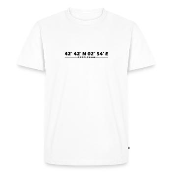 Coordonnées de Perpignan - T-shirt Premium bio Homme - blanc - Devant - Nico (187cm)