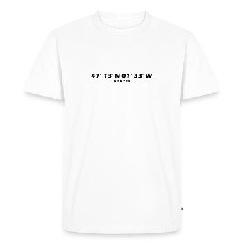 Coordonnées de Nantes - T-shirt Premium bio Homme - blanc - Devant - Nico (187cm)