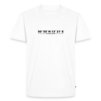 Freiberg Koordinaten - Männer Premium Bio T-Shirt - Weiß - Vorne - Nico (187cm)