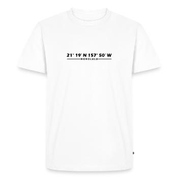 Coordonnées d’Honolulu - T-shirt Premium bio Homme - blanc - Devant - Nico (187cm)