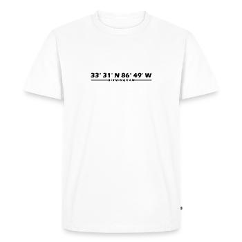 Coordonnées de Birmingham - T-shirt Premium bio Homme - blanc - Devant - Nico (187cm)