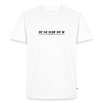 Coordonnées mobiles - T-shirt Premium bio Homme - blanc - Devant - Nico (187cm)