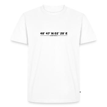 Coordonnées de Créteil - T-shirt Premium bio Homme - blanc - Devant - Nico (187cm)