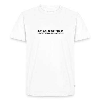 Coordonnées de Saint-Maur-des-Fossés - T-shirt Premium bio Homme - blanc - Devant - Nico (187cm)